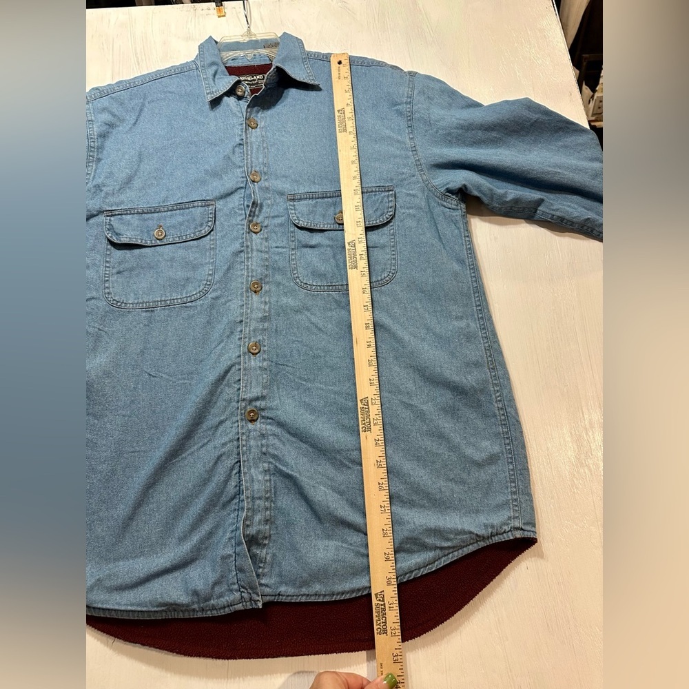 Highland Outfitters Fleece Lined Denim Shirt Jacket Men’s L Blue Button Up - Picture 5 of 9
